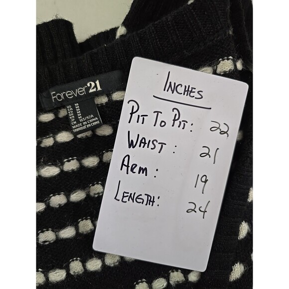 Black White Polka Dot Pockets Cardigan Sweater Unisex M Academia Preppy Oxford - Picture 5 of 7